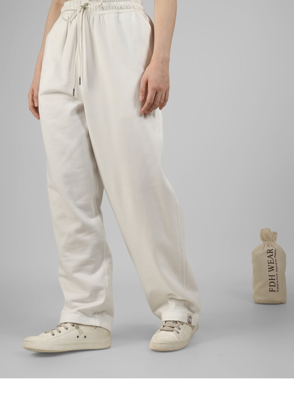 Unisex cotton white  Drawstring Sweatpants